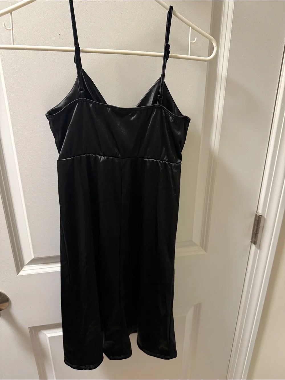Black Satin Slip Dress with Twist Front